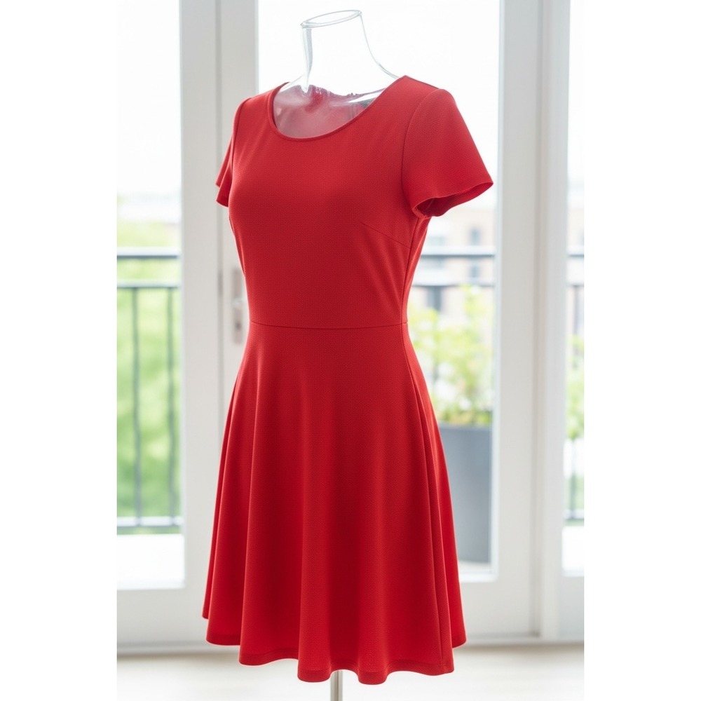 St. John Geranium Red Knit Fit & Flare Dress Women Size 10 K11H0A1 NEW $1,395